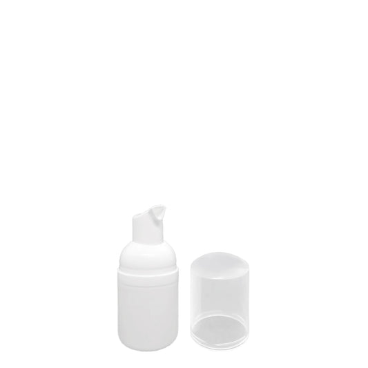 30ml HDPE White Round Bottle w/White Foam Pump, 30mm