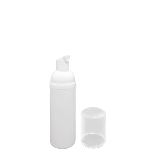 50ml HDPE White Round Bottle w/White Foam Pump, 30mm