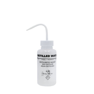 Wash Bottle, Wide Neck, Non-Venting, Printed 'Deionised/Distilled Water', 500ml