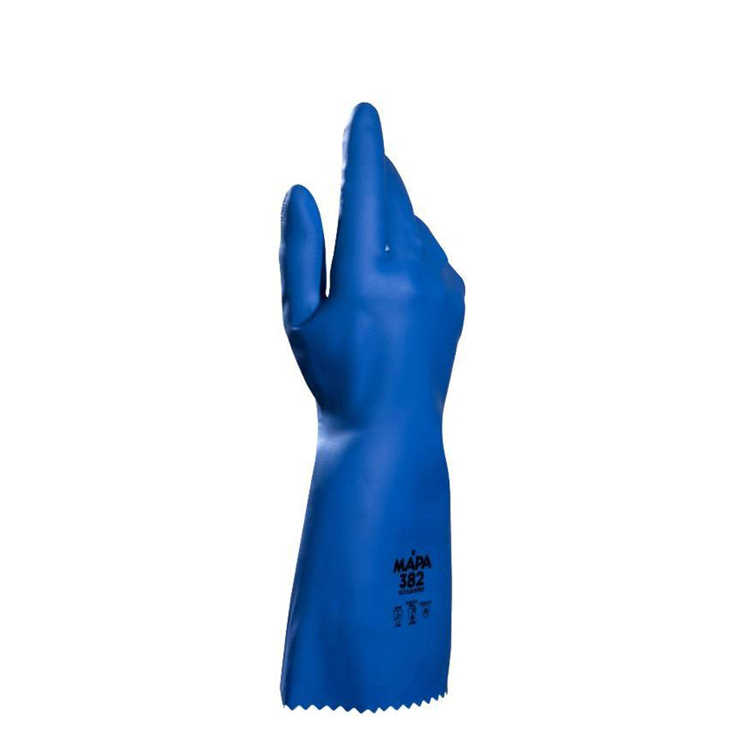 MAPA UltraNeo 382 Neoprene Chemical Resistant Gloves, Blue, Length 35.5cm